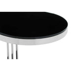 Art Deco Silver Metal Frame U-Shaped Side Table with Glass Top, Novo