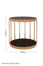Rose Gold Steel Cage Design Frame Side Table with Tempered Black Glass | Novo