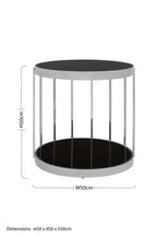Silver Steel Cage Design Frame Side Table with Tempered Black Glass | Novo