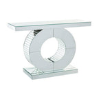 Mirrored Console Table with Round Mirrored Base and Decorative Ridges | Gianara