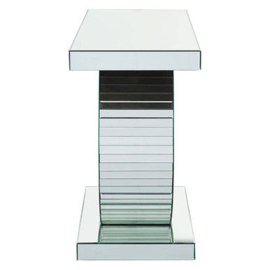Mirrored Console Table with Round Mirrored Base and Decorative Ridges | Gianara