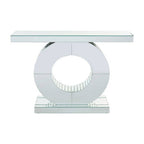 Mirrored Console Table with Round Mirrored Base and Decorative Ridges | Gianara