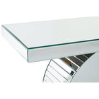 Mirrored Console Table with Round Mirrored Base and Decorative Ridges | Gianara