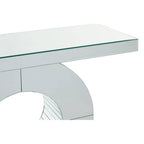 Mirrored Console Table with Round Mirrored Base and Decorative Ridges | Gianara