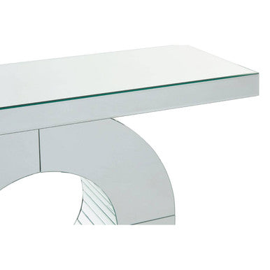 Mirrored Console Table with Round Mirrored Base and Decorative Ridges | Gianara