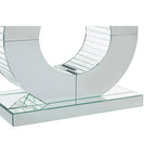 Mirrored Console Table with Round Mirrored Base and Decorative Ridges | Gianara