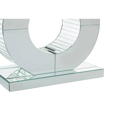 Mirrored Console Table with Round Mirrored Base and Decorative Ridges | Gianara