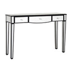Mirrored White Wooden 3-Drawer Console Table with Black Trim Frame | Graciela