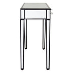 Mirrored White Wooden 3-Drawer Console Table with Black Trim Frame | Graciela