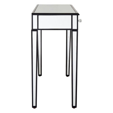 Mirrored White Wooden 3-Drawer Console Table with Black Trim Frame | Graciela