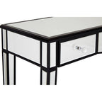Mirrored White Wooden 3-Drawer Console Table with Black Trim Frame | Graciela
