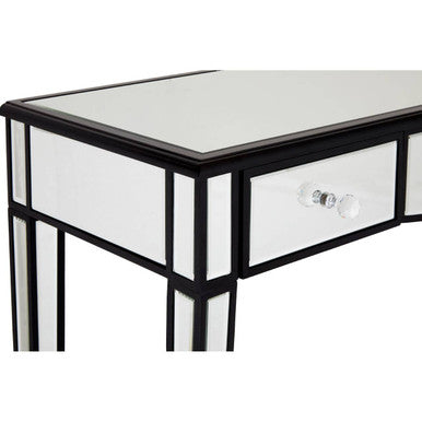Mirrored White Wooden 3-Drawer Console Table with Black Trim Frame | Graciela