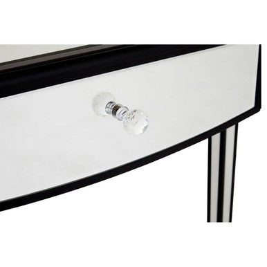 Mirrored White Wooden 3-Drawer Console Table with Black Trim Frame | Graciela