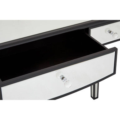 Mirrored White Wooden 3-Drawer Console Table with Black Trim Frame | Graciela