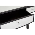 Mirrored White Wooden 3-Drawer Console Table with Black Trim Frame | Graciela