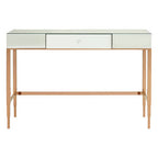 Rose Gold Stainless Steel Console Table with Mirrored Top and Crystal Knob Drawer, Goldie