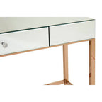 Rose Gold Stainless Steel Console Table with Mirrored Top and Crystal Knob Drawer, Goldie