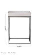 Silver Mirrored and Wooden Side Table with Stainless Steel Frame | Gianna