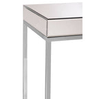 Silver Mirrored and Wooden Side Table with Stainless Steel Frame | Gianna