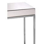 Silver Mirrored and Wooden Side Table with Stainless Steel Frame | Gianna