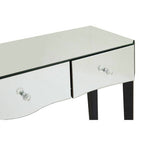 Mirrored Console Table with Black Finish Wooden Legs and Crystal Drawer Knobs | Gabriella
