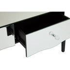 Mirrored Console Table with Black Finish Wooden Legs and Crystal Drawer Knobs | Gabriella