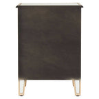 Mirrored Glass Side Table with Arabesque Detail in Gold Finish | Grazia