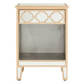 Mirrored Glass Side Table with Arabesque Detail in Gold Finish | Grazia
