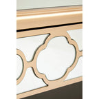 Mirrored Glass Side Table with Arabesque Detail in Gold Finish | Grazia