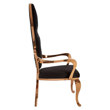 Black Velvet and Rose Gold Baroque Chair | Novara