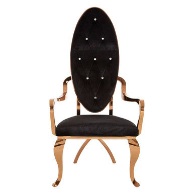 Black Velvet and Rose Gold Baroque Chair | Novara
