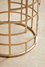 Set of 2 Gold Champagne Finish Art Deco Metal Base Side Tables with Mirrored Glass Tops | Avantis