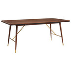 Brown Walnut Wood Dining Table with Brass Accents | Kenso
