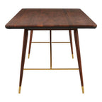 Brown Walnut Wood Dining Table with Brass Accents | Kenso
