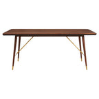 Brown Walnut Wood Dining Table with Brass Accents | Kenso