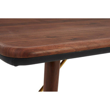 Brown Walnut Wood Dining Table with Brass Accents | Kenso