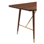 Brown Walnut Wood Dining Table with Brass Accents | Kenso
