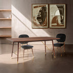 Brown Walnut Wood Dining Table with Brass Accents | Kenso