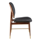 Black Leather and Walnut Wood Dining Chair | Kenso