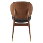 Black Leather and Walnut Wood Dining Chair | Kenso