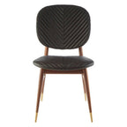 Black Leather and Walnut Wood Dining Chair | Kenso