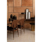 Black Leather and Walnut Wood Dining Chair | Kenso
