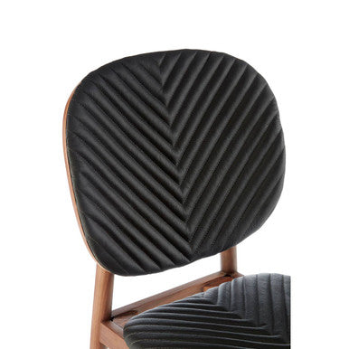 Black Leather and Walnut Wood Dining Chair | Kenso