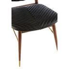 Black Leather and Walnut Wood Dining Chair | Kenso