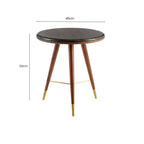 Marble Round End Table with Walnut Wood Frame in Natural Finish | Kenso
