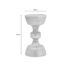 Silver Large Hourglass Aluminium Side Table with Engraved Detail, Matin