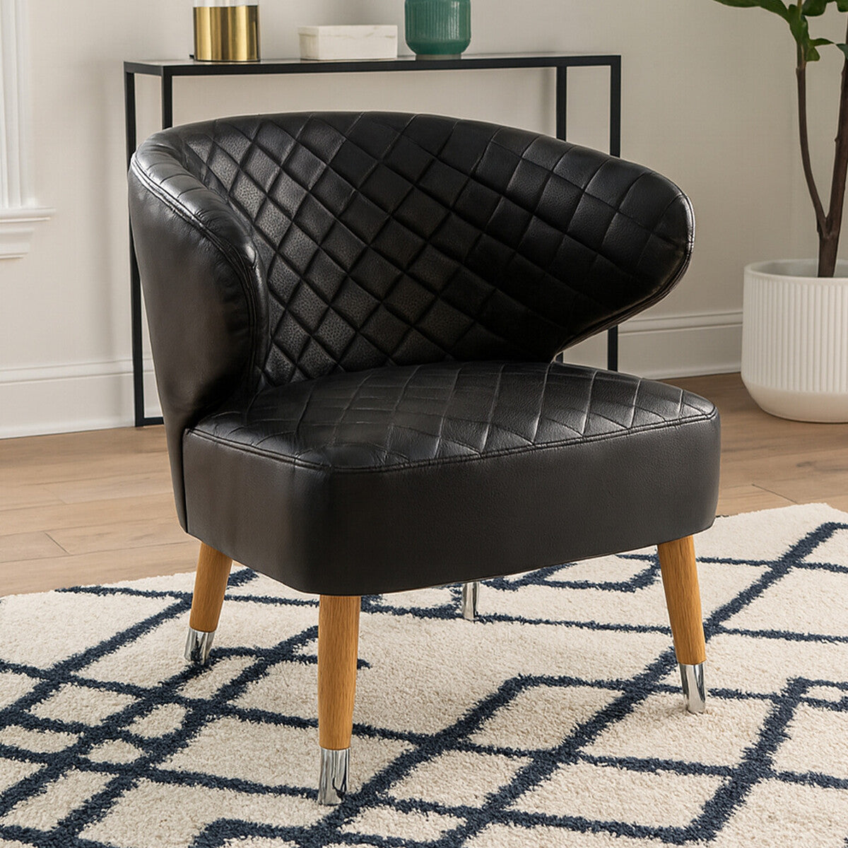 Black Leather Effect Accent Chair | Richy