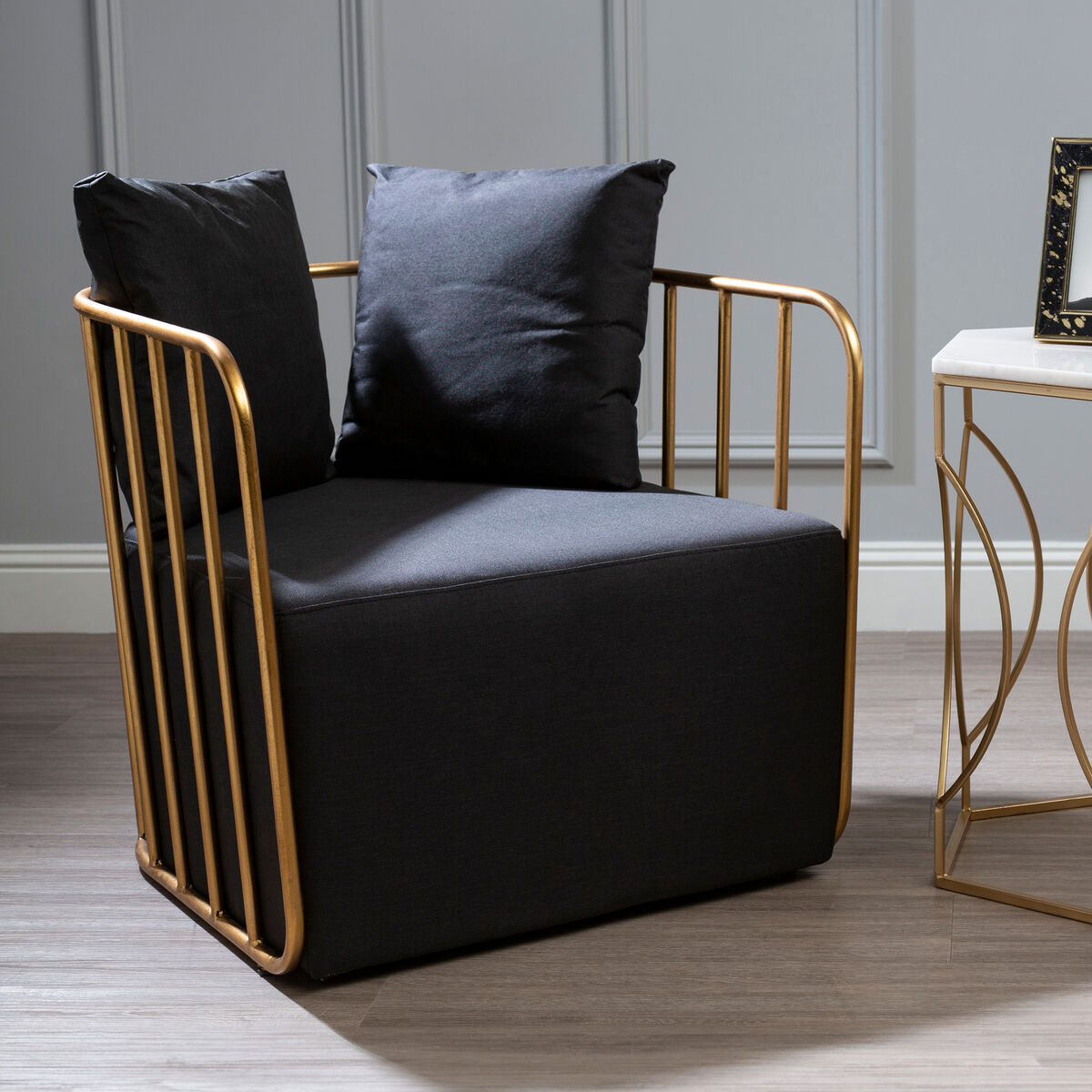 Black Linen Chair | Rosina