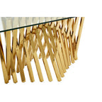 Clear Tempered Glass Top Dining Table with Reflective Gold Frame | Arezzo