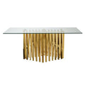 Clear Tempered Glass Top Dining Table with Reflective Gold Frame | Arezzo